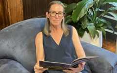 Smiling college staff.