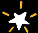 A cartoon illustration of a yellow star on a white background.