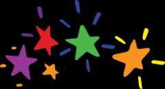 A bunch of colorful stars on a white background