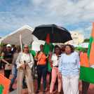 Movimiento de Mujeres Trabajadores (MMT) protestan en la explanada del Congreso Nacional.