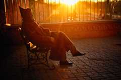 Local man relaxing under the sunset