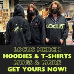 Locus employees showing off official hoodies