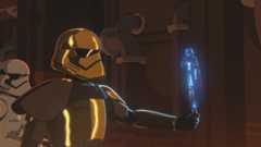 Commander Pyre speaks with Captain Phasma in Star Wars Resistance.