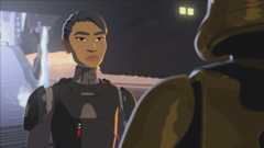Agent Tierny speaks with Commander Pyre in Star Wars Resistance.