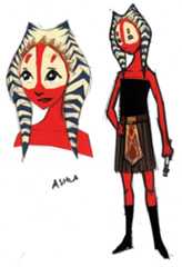 Concept artwork of Ahsoka Tano holding a lightsaber.