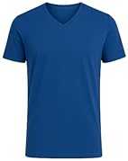 تي شيرت بأكمام قصيرة ورقبة V للرجال من اسطنبول موديل، عبوة من 1 قطعة، تي شيرت سادة، 95% قطن و5% سباندكس (ليكرا)، قصة كلاسيك