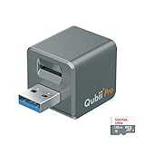 Maktar Qubii Pro グレー (microSD 128GB付) 充電しながら自動バックアップ iphone usbメモリ ipad 容量不足解消 写真 動画 音楽 連絡先 SNS データ 移行 SDカードリーダー 機種変更 MFi認証