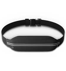 ランニング ポーチ 【日本代表ランナー監修】 ウエスト バッグ 揺れない 軽量 大容量 伸縮 スマホ ボディバッグ ユニセックス ジョギング ウォーキング (1つ口, ブラック)