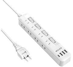 Mscien 電源タップ usb付き 8個AC口 1個usbc 3個usba 延長コード 2m 雷ガード usb コンセント oa スイッチ付き 壁掛け たこあしコンセント テーブル マルチタップ スイングプラグ おしゃれ (2M)
