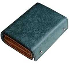 [Modiko] 財布 メンズ 2つ折り プエブロレザー 本革 ミニ 日本製 二つ折り財布 大容量 箱型の小銭入れ 小さい財布 コンパクト 箱状 左利き 右利き 父の日 誕生日 (紺色)