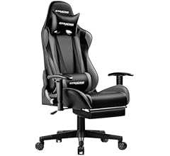 GTRacingゲーミングチェア オフィスチェア デスクチェア ゲーム用チェア リクライニング パソコンチェア ハイバック ヘッドレスト ランバーサポート ひじ掛け付き 高さ調整機能 PUレザー オットマン付き (GT002F-GRAY)