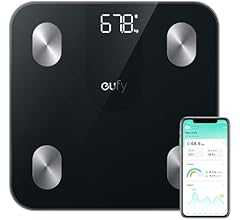 Anker Eufy (ユーフィ) Smart Scale A1(体重体組成計)【アプリ対応/Fitbit連携/体脂肪率/BMI/基礎代謝量/水分量/体脂肪量/骨量/内臓脂肪/コンパクトサイズ】ブラック