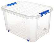 صندوق تخزين متعدد الاستخدامات بغطاء اضاءة من الوطنية، 72 لتر، شفاف قابل للدوران