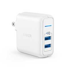 Anker PowerPort 2 Elite (USB充電器 24W 2ポート) 【PSE技術基準適合/PowerIQ搭載/折りたたみ式プラグ搭載/旅行に最適】 iPhone/iPad/Galaxy その他Android各種対応 ACコンセント (ホワイト)