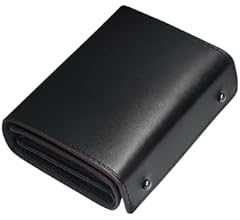 Modiko 財布 メンズ 2つ折り 栃木レザー 本革 ミニ 日本製 二つ折り財布 大容量 箱型の小銭入れ 小さい財布 コンパクト 箱状 左利き 右利き 父の日 誕生日 (ブラック)