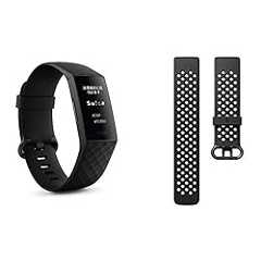 バンドセット【Suica対応】 Fitbit Charge4 GPS搭載フィットネストラッカー Black/Black L/Sサイズ [日本正規品]+スポーツ リストバンド Black ブラック Sサイズ