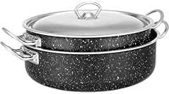 طقم صواني للفرن سوتيز بتصميم مصنوع من جرانيت عالي الجودة في عبوة من 4 قطع، لون أسود، مقاس 26-28 سم