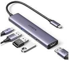 موزع USB C من يوجرين ريفودوك مع شحن بي دي 100 واط [كيبل مضفر]، محول من النوع C الى HDMI 4K30Hz و3 منافذ بيانات USB A، موزع …