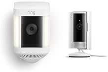 Ring Spotlight Cam Plus Battery with All-new Ring Indoor Cam, White