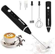 ماكينة صنع رغوة الحليب المحمولة باليد قابلة لاعادة الشحن بمنفذ USB مع خفاقتين من الستانلس ستيل و3 سرعات قابلة للتعديل للكاب…