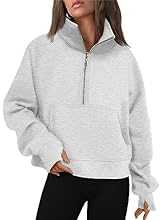 AUTOMET Womens Sweatshirts Half Zip Cropped Pullover Fleece Quarter Zipper Hoodies 2025 Fall Fashion Outfits Clothes