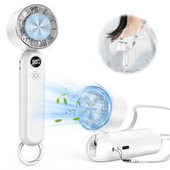 ハンディファン 冷却プレート搭載 携帯扇風機 冷感 手持ち扇風機 ハンディ扇風機 3段階風力調節 長時間稼働 クーラー機能 ミニ扇風機 小型扇風機 ミニファン 熱中症対策 USB充電式 小型 卓上 首掛け ストラップ付き カラビナ付き ホワイト