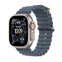 Apple Watch Ultra 3(GPS + Cellularモデル)- 49mmナチュラルチタニウムケースとアンカーブルーオーシャンバンド