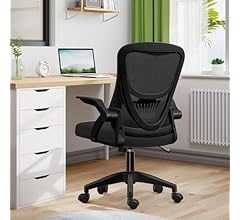 [EdoErgo] オフィスチェア 椅子 テレワーク 疲れない 跳ね上げ式アームレスト コンパクト 約105度ロッキング pc 事務椅子 360度回転 座面昇降 強化ナイロン樹脂ベース 通気性メッシュ 在宅ワーク H-WY01 (黒網+黒枠+黒足…