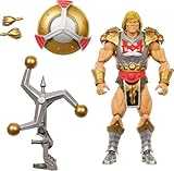 Masters of the Universe Masterverse 7-Inch Action Figure, New Eternia Flying Fists He-Man Motu Toy, Spinning Weapon & Shield, 30 Articulations