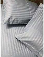 ملاية قطن ساتان عالي الجودة مخطط بأستك من كيوبيد (160*200*30 سم، لون رمادي)