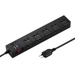 サンワサプライ 電源タップ 10個口・2P (1m) たくさん挿せるレイアウト 雷ガード 一括集中スイッチ 裏面マグネット スイングプラグ ブラック TAP-SP2110-1BK