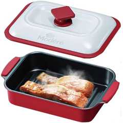 seathestars レンジで魚焼き 電子レンジ 調理器 レシピ付き 電子レンジ専用調理器 炒める 茹でる 焼く 煮る 蒸す 炊く 万能 丸型 鍋 焼き魚 肉 焼き魚 焦げ目丸洗い可能 プレート 調理鍋 プレゼント 一人暮らし 時短