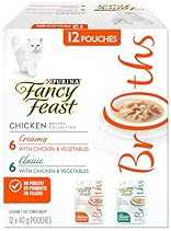 Fancy Feast Broths Cat Food Complement, Chicken Collection Variety Pack 2 Flavours - 40 g Pouch (12 Pack)