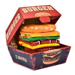 [AGRIMONY] ハンバーガー ボックス 靴下 メンズ レディース 男の子 - おもしろ プレゼント男性 女性 父の日クリスマス 誕生日 人気 バレンタインギフト おかしお 洒落 かわいい コットン おしゃれ クルーソックス 2足セット