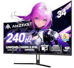 Amzfast 34インチ ゲーミングモニター 240Hz 曲面ウルトラワイド UWQHD 3440x1440 1ms MPRT 130%sRGB VAパネル 3000:1コントラスト/HDR400/Adaptive Sync/フリッカー防止/P…