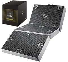 GOKUMIN マットレス 【 高反発 180N 250N 2層構造グランマットレス】 厚さ10cm 三つ折り ベッドマット 敷布団 硬め 折りたたみ 凸凹加工 高密度 34D 極眠 (シングル/ブラック) gmw