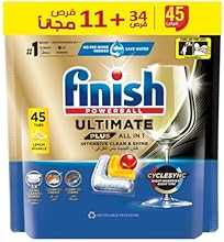 اقراص تنظيف غسالة الصحون باور بول التيميت بلس انفينيتي شاين من فينيش، برائحة الليمون، لا حاجة للشطف المسبق، درع حماية ومزام…