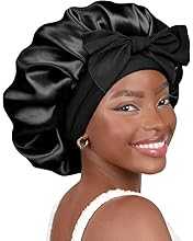 يانبيست بونيه حريري من الساتان للنوم بطبقة مزدوجة مبطنة بالساتان مع ربطة عنق للنساء