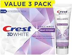 Crest 3D White Brilliance Vibrant Peppermint Teeth Whitening Toothpaste, 4.6 oz Pack of 3, Anticavity Fluoride...