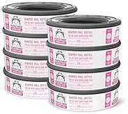 Amazon Brand - Mama Bear Blossoms Scented Diaper Pail Refills for Diaper Genie Pails, 2160 Count (8 Packs of 270 Count)