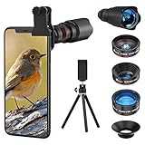 4in1 2020新型 スマホ用カメラレンズ 進化版HD22倍望遠レンズ付きスマホレンズ㍜セット スマトフォン用カメラレンズ トリプルレンズキット 0.62倍広角 25倍マイクロレンズ 235°魚眼 ミニ三脚 収納バック付き iphone XR 11 X XSmax 8 8p 7 7Pシリーズ、Samsung、galaxy Android タブレットなど対応