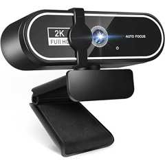 Webカメラ ウェブカメラ HD 2K 400万画素 広角レンズ マイク付き 自動光補正 ストリーミング USB接続 PCカメラ 1/4インチ三脚穴 Zoom/Skype/YouTube/ビデオ会議/オンライン授業/リモートワークなどに対応可能 Windows11/10/8/7 Mac OS X 日本語説明書付き (ブラック)