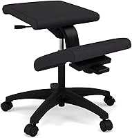Varier Wing Ergonomic Kneeling Chair with Wheels, Swivel Base and Adjustable Height, Black Revive Fabric, Suitable for...