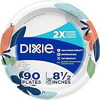 Dixie Medium Paper Plates, 8.5 Inch, 90 Count, 2X Stronger*, Microwave-Safe, Soak-Proof, Cut Resistant, Disposable...