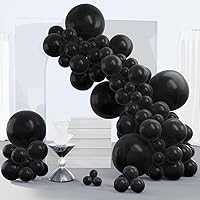 PartyWoo Black Balloons 140 pcs Different Sizes Pack of 18 12 10 5 Inch Matte Black Latex Balloon Arch Kit Garland for...