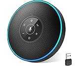 EMEET M2 スピーカーフォン ハウリング抑制 ノイズキャンセリング 会議用マイクスピーカー 360˚全方向集音 位置検出機能 LED指示 双方向会話適用 USBアダプタ付属 Bluetooth/USB/AUX対応 オンライン会議/ウェブ会議/在宅勤務/テレワーク/オンライン教育用 Skype/Zoom/Facetime/Wechat通話アプリ対応 ブラック