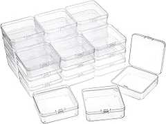 24 Packs Small Clear Plastic Beads Storage Containers Box with Hinged Lid for Storage of Small Items, Crafts, Jewelry,...