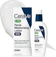 CeraVe PM Facial Moisturizing Lotion, Night Cream with Hyaluronic Acid and Niacinamide, Ultra-Lightweight, Oil-Free...