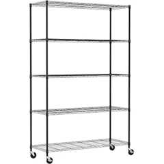 IZEUK キャスター付き 5段スチールラック 幅120×奥行45×高さ195cm