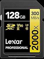 Lexar 128GB Professional 2000x SD Card, UHS-II, C10, U3, V90, Full HD, 8K, Up To 300MB/s Read SDXC Memory Card, for...